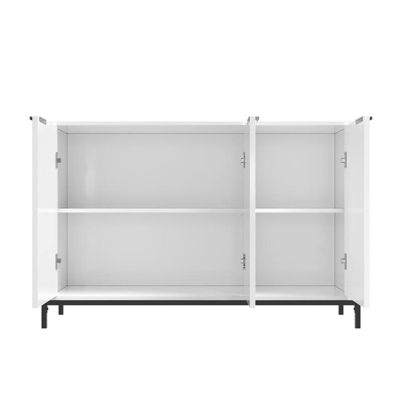 Modern Green High Gloss 3-Door Cabinet -Buffet Sideboard with Powder Coated Metal Feet