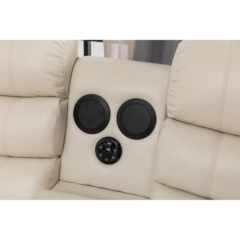 Donivi LED Faux Leather Reclining Sectional With Speakers