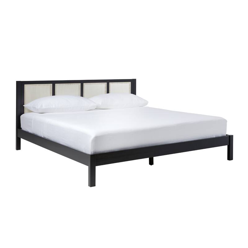 Middlebrook Designs Boho Solid Wood Rattan Headboard King Bedframe