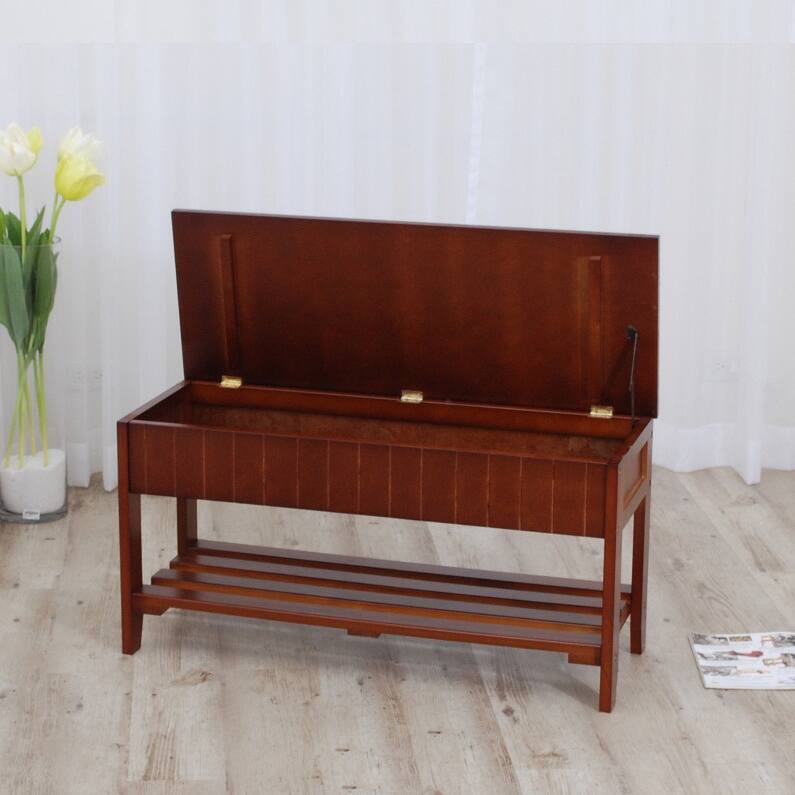 Solid Wood Shoe Bench with Storage