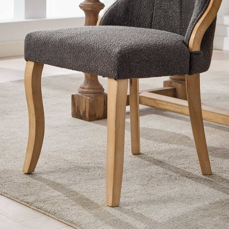 Velvet Dining Chairs with Curved Wood Trim and Sculpted Legs(Set of 2)