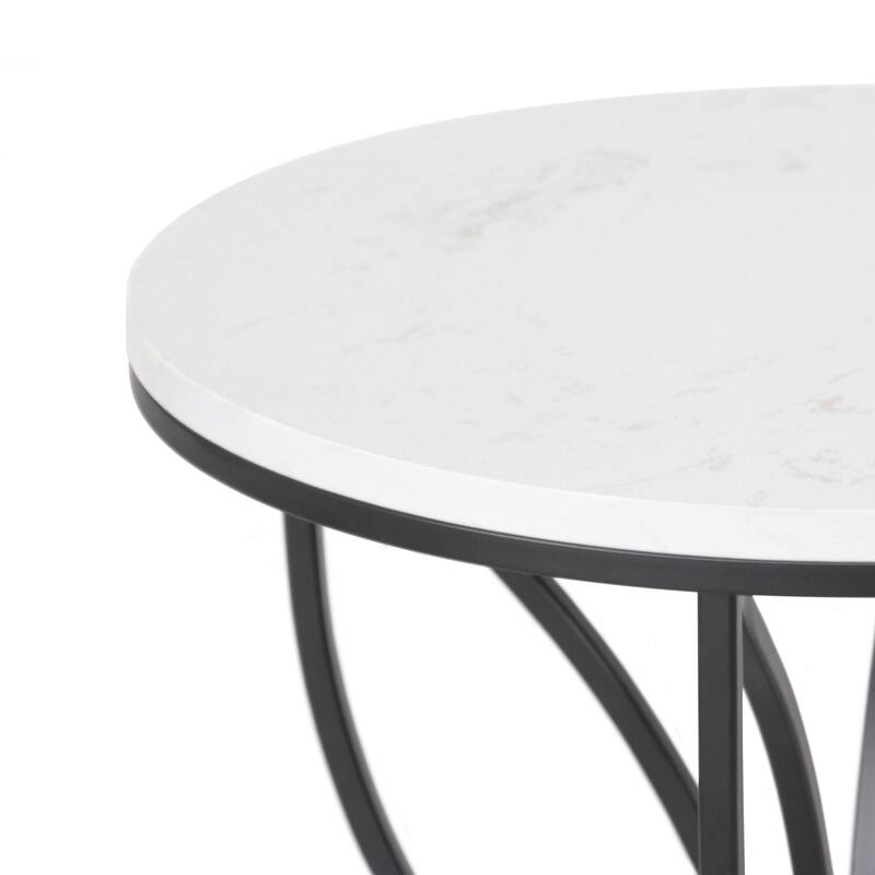 Maypex White Quartz Stone Accent Table