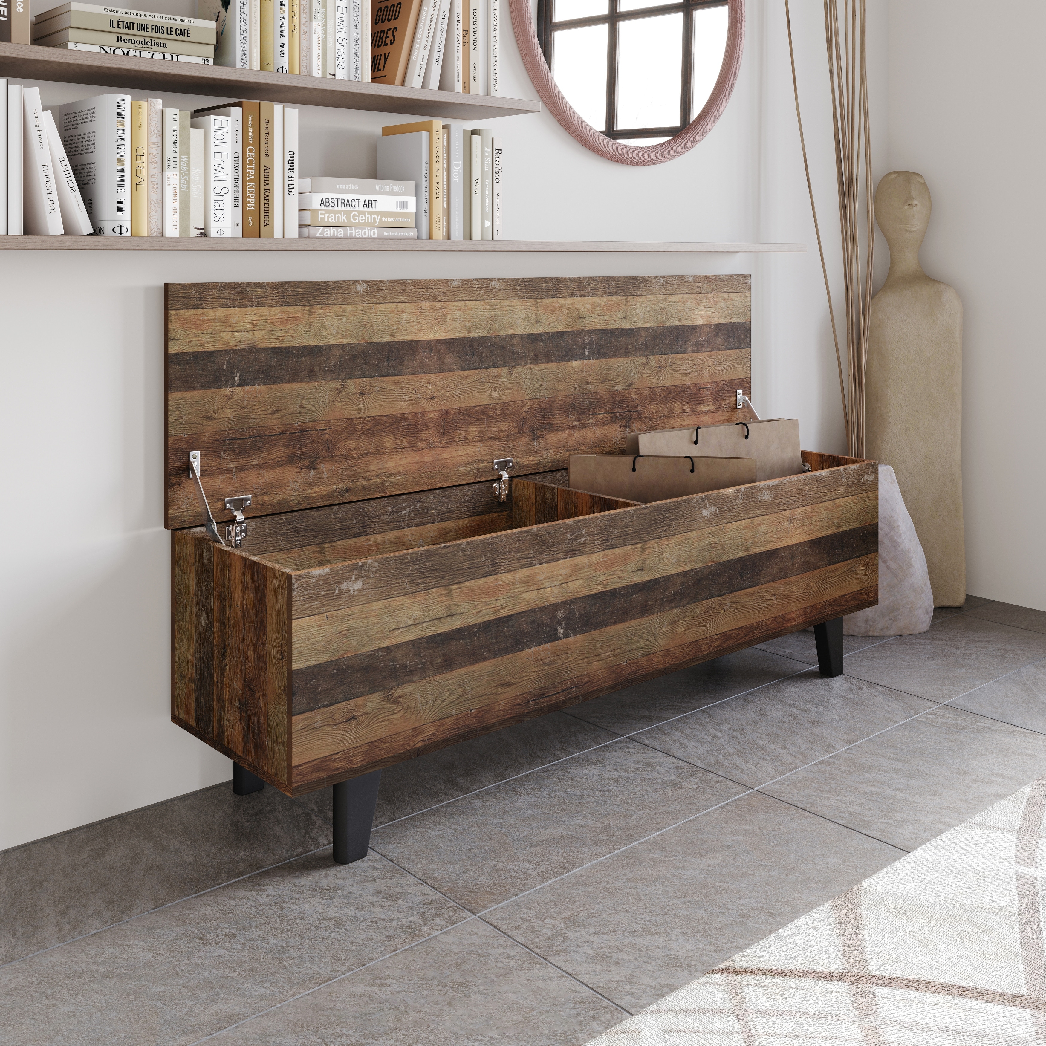 Clayfell Auburn Storage Cabinet Bench - Overstock - 43241678