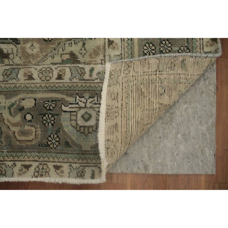 Hand Knotted Oriental 100% Wool Carpet Traditional Floral Green Tabriz Area Rug - 10' 0'' X 6' 6''