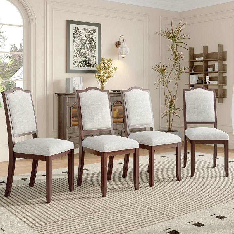 Roomfitters Farmhouse Dining Chairs Set of 4, Upholstered High Back Kitchen Chairs, Solid Wood Frame Dining Seating