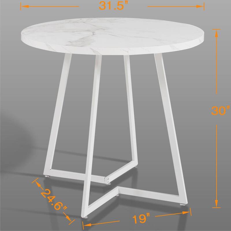 Javlergo 31.5" Round Dining Table Modern Small Kitchen Table with Butterfly X-Base Compact MDF Top for 2-4 People Accent Table