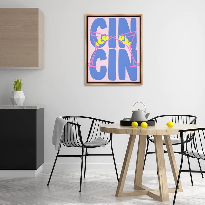 Stupell Pastel Cin Cin Cheers Framed Floater Canvas Wall Art Design By House of Lulu