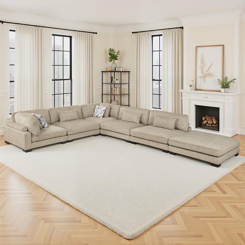 Fremont & Park Abbeville Microfiber 6-Piece Modular Sectional with Ottoman