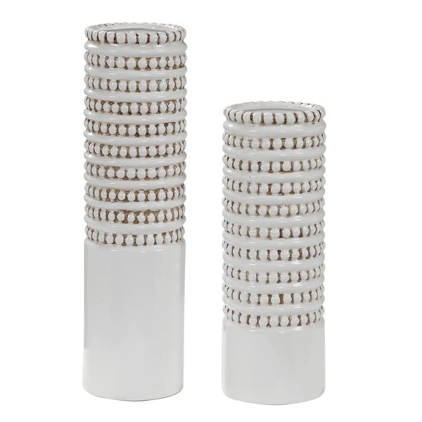slide 2 of 3, Uttermost Angelou White Vases (Set of 2)