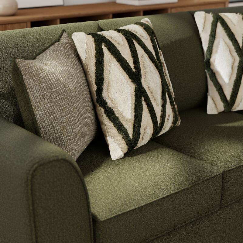 Roundhill Furniture Marvella 4-Piece Living Room Set, Sofa, Loveseat, Chair, and Ottoman with Mosswood Chenille Upholstery