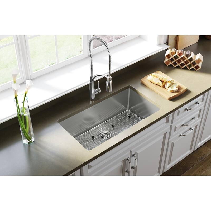 Elkay Crosstown 16 Gauge Stainless Steel 32-1/2" x 18" x 10", Single Bowl Undermount Sink Kit