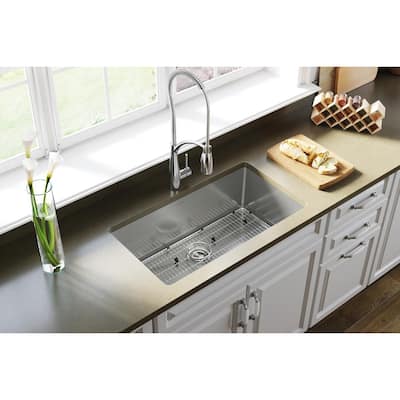 Elkay Crosstown 16 Gauge Stainless Steel 32-1/2" x 18" x 10", Single Bowl Undermount Sink Kit