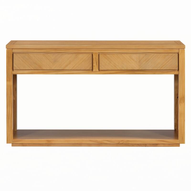 55" Rustic Wooden Entryway Console Table(Natural)