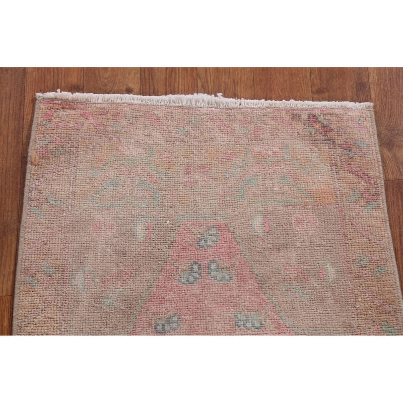 Antique Look Vegetable Dye Oushak Turkish Wool Rug Hand-knotted Carpet - 1'8" x 3'4"
