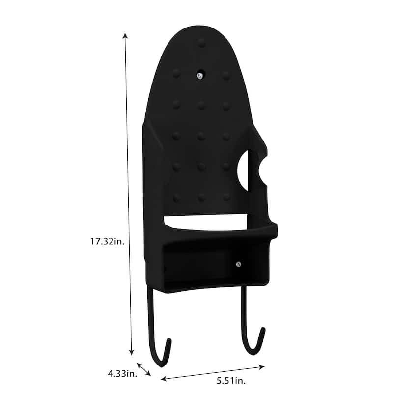 Laundry 360 Wall Mount Iron and Ironing Board Organizer in Black - 5.5" x 4.3" x 17.3"