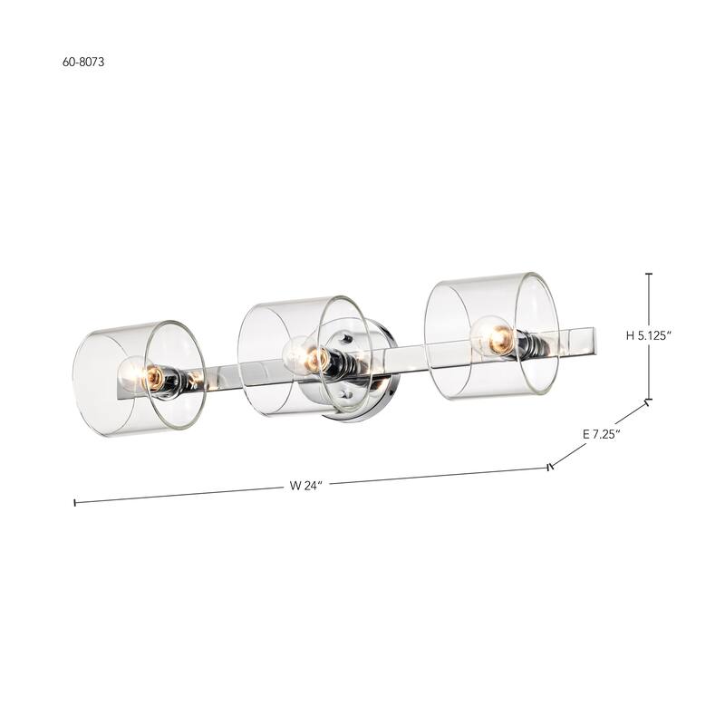 Marlowe 3 Light Vanity Polished Nickel with Clear Glass - Polished Nickel