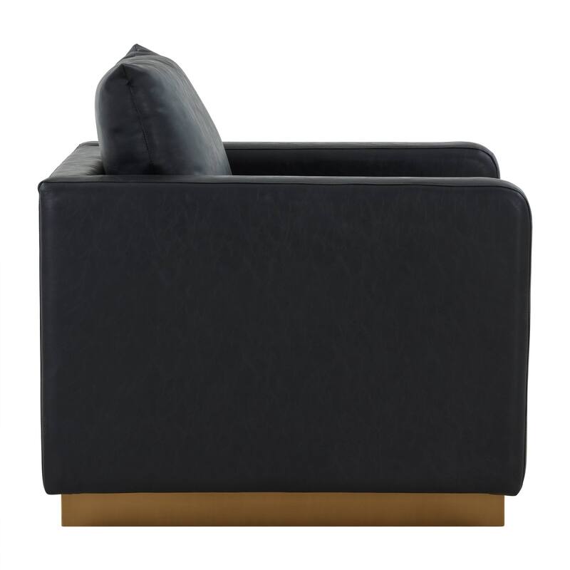 LeisureMod Nervo Modern Leather Accent Arm Chair With Gold Base - 32.75