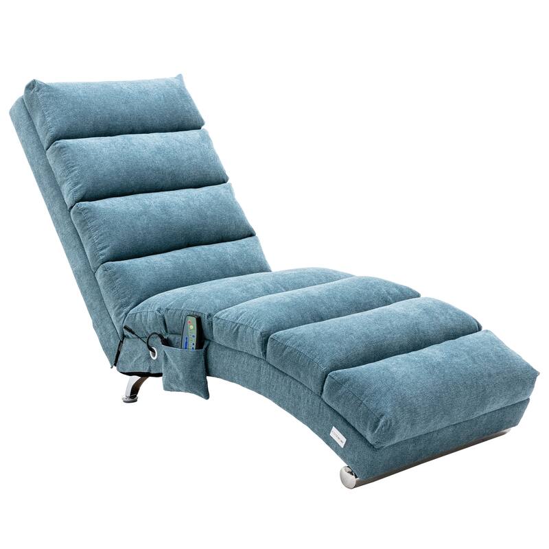 Luxury Upholstered Chaise Lounge Chair with Vibration for Relaxation, Fixed Back Fabric Leisure Recliner Sofa