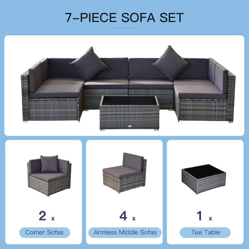 Siara 7-piece Rattan Wicker Sectional Patio Set by Havenside Home