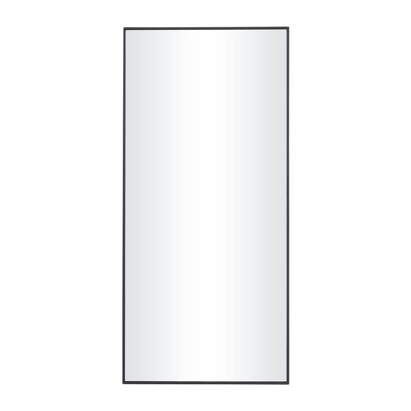 Wood Room Wall Mirror with Thin Minimalistic Frame - Black, White or Gold - Roche River Decor - Black - 14"W, 30"H
