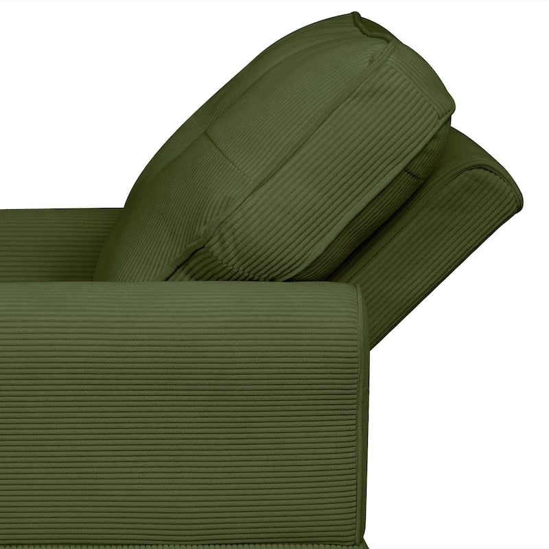 Elegant Corduroy Indoor Recliner Chair Upholstered Lounge Chair Sleeper Sofa Bed Storage Bench with Nailhead Trim