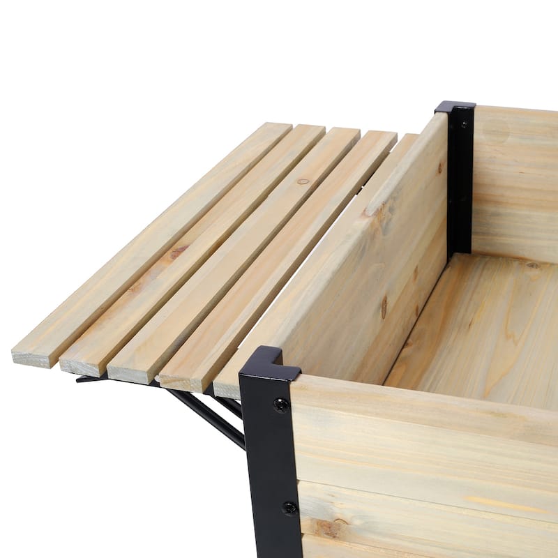 Metal Wood Raised Garden Bed, Folding Shelf Planter for Herbs Veggies