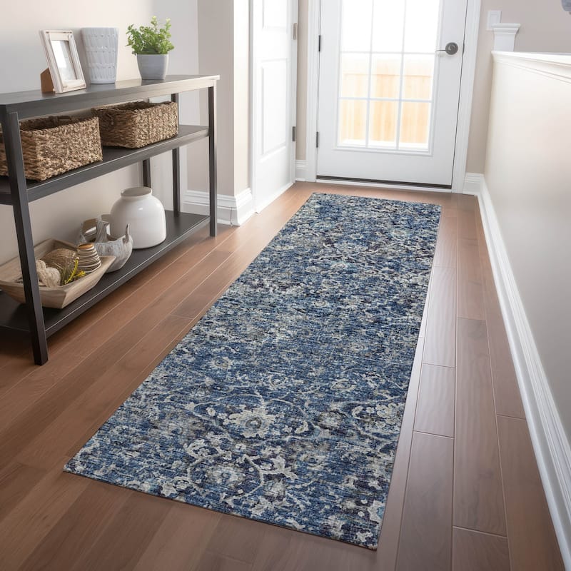 Premium Washable Super Soft Vintage Traditional Mayfield Rug - Blue - 2' 3" x 7' 6" - Runner