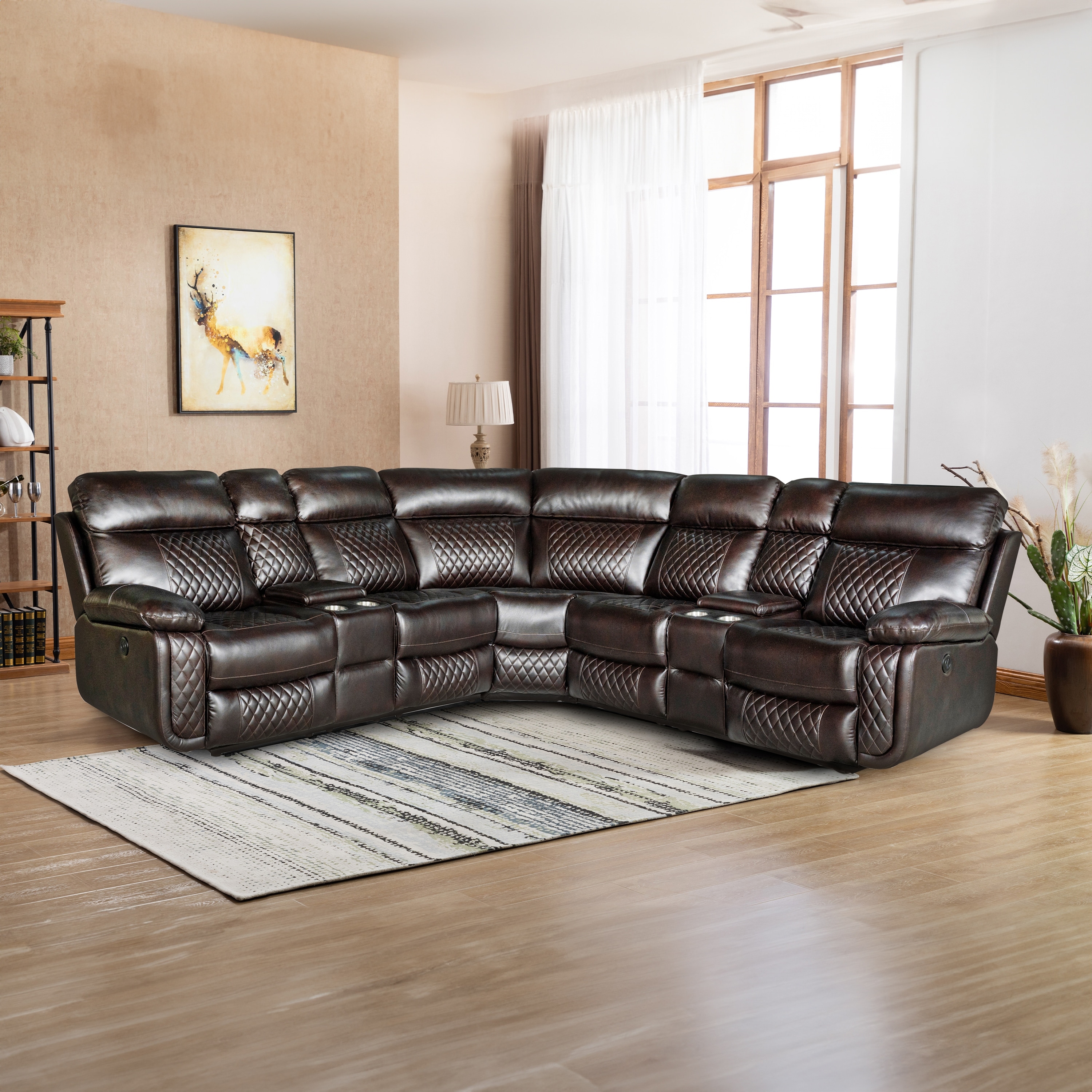 Ac pacific nicole reclining on sale leather upholstered sectional sofa