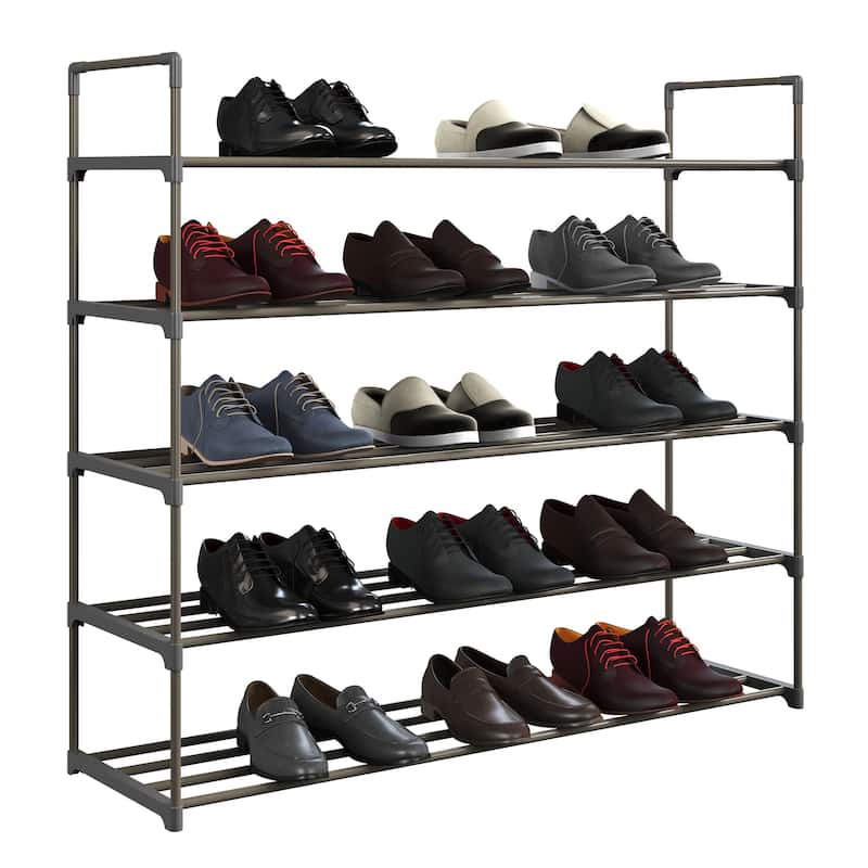 Shoe Rack - 5-Tier Shoe Organizer by Home-Complete (Gray) - Silver/Grey