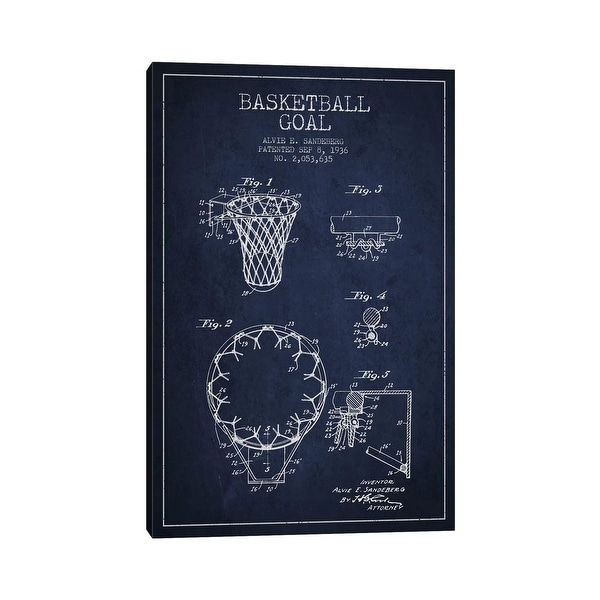 iCanvas "Basketball Goal Navy Blue Patent Blueprint" by Aged Pixel Canvas Print. Opens flyout.