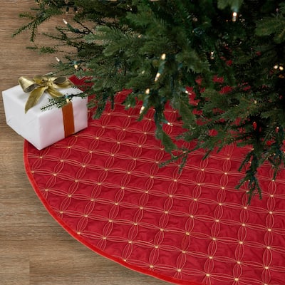 Round Quilted Tree Skirt - 60" - Red