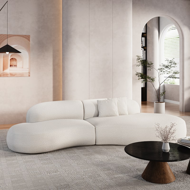135" Modern Boucle White Armless Sofa Couch for Living Room