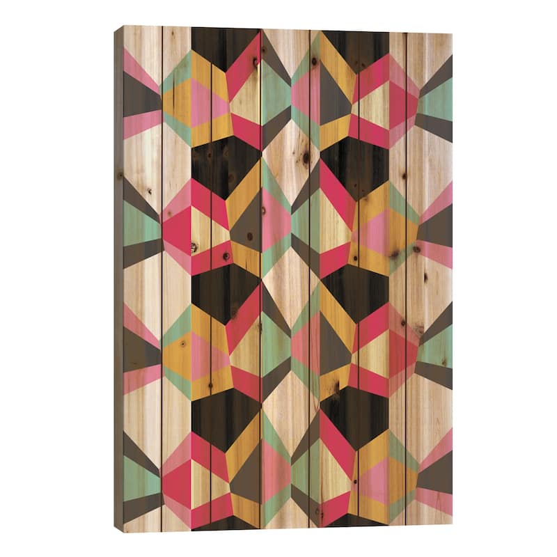 Geometric XVIII Print On Wood by Susana Paz - Multi-Color - 26x18x1.5