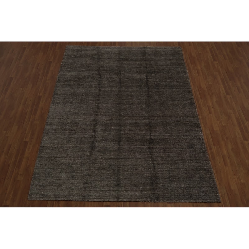 Hand Knotted Oriental 100% Wool Carpet Tribal Contemporary Greys & Charcoal Gabbeh Area Rug - 11' 4'' X 8' 6''
