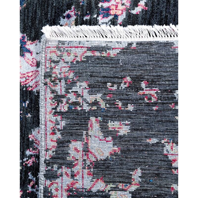 Ikat One-of-a-Kind Handmade Area Rug, Black - 9' 1" x 12' 1"