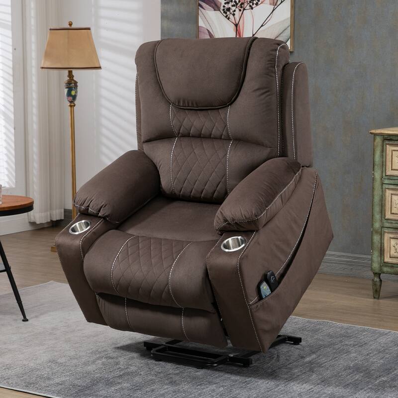 Oversized Electric Recliner Chair Elderly Power Lift Chair, 400 lbs. - Coffee Brown