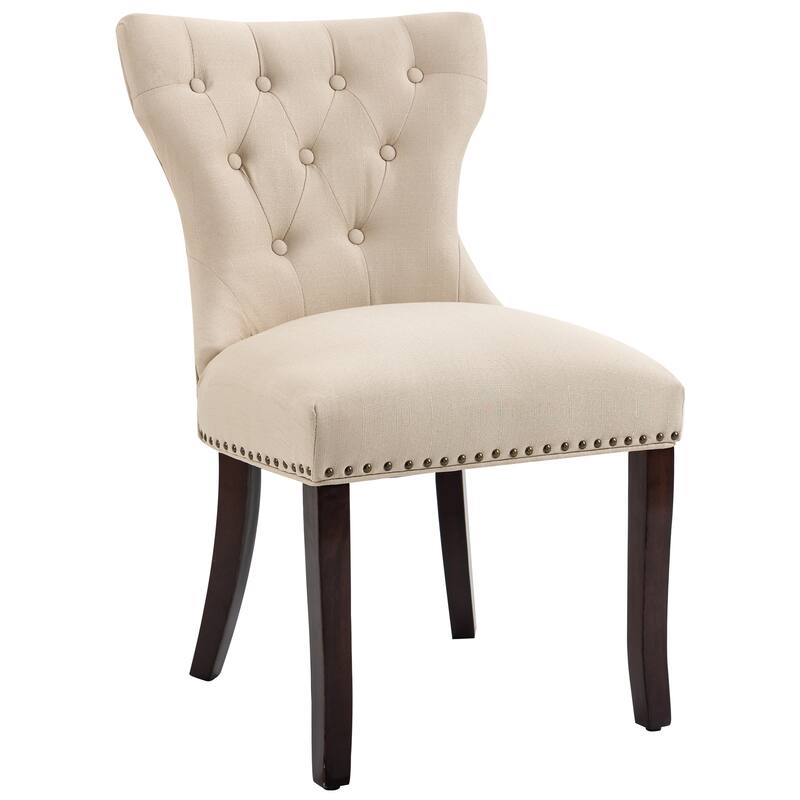 Fabric Wingback Dining Chairs Comfy Armless Accent Chairs Set of 2