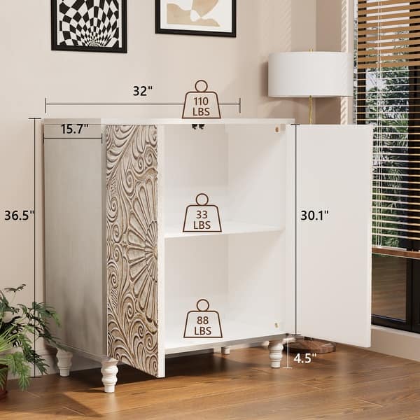 dimension image slide 5 of 6, COSIEST Solid Wood Buffets and Sideboards Storage Cabinet