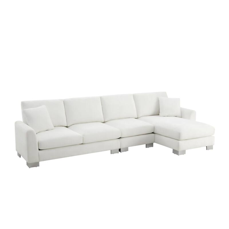 L-shaped Luxury Couch Set, Sectional Sofa with 2 Pillows, Chaise