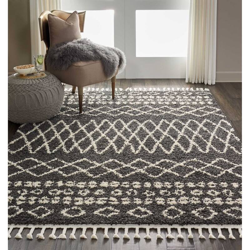 Nourison Moroccan Shag Plush Boho Area Rug - 3'11" x 6'7" - Charcoal - Rectangle