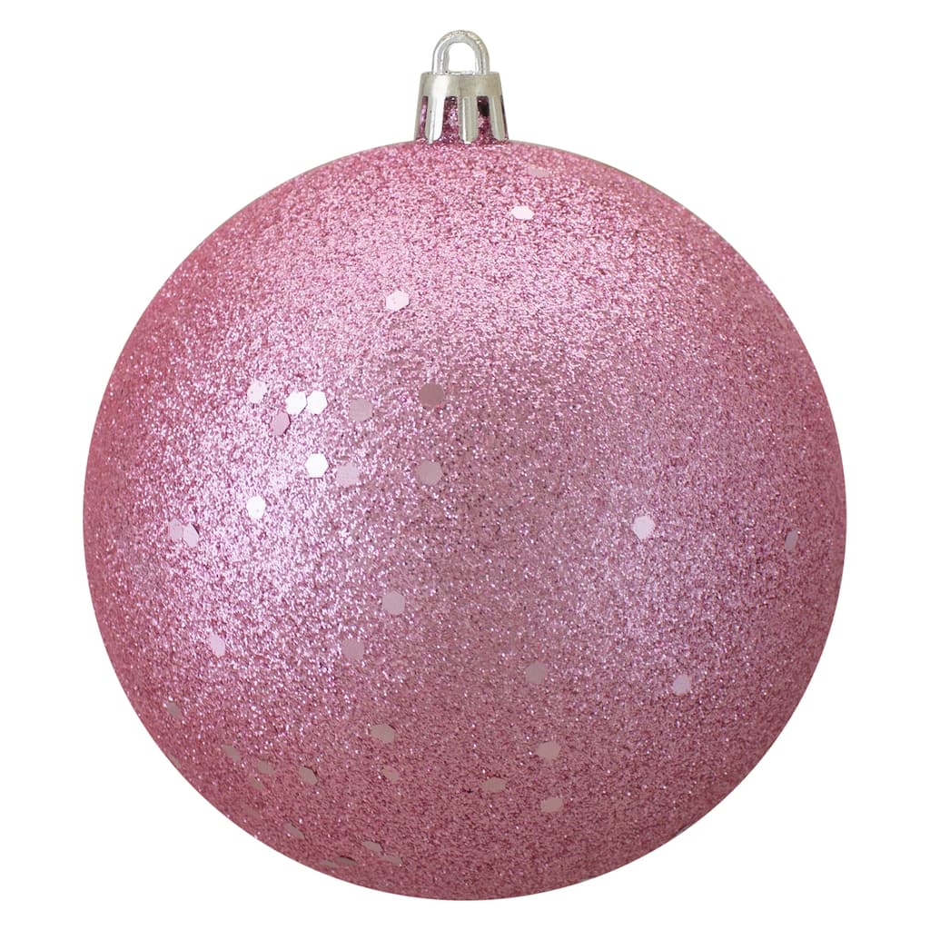 Holographic Glitter Bubblegum Pink Shatterproof Christmas Ball Ornament 4" (100mm)