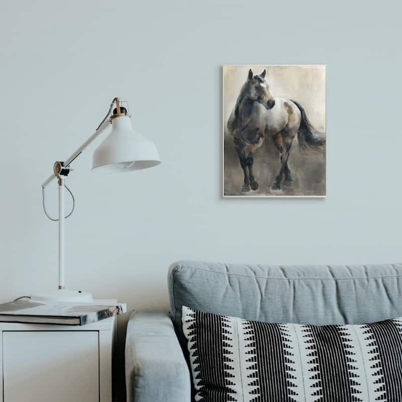 Stupell Abstract Wild Horse Stance Brown Black Painting Wood Wall Art