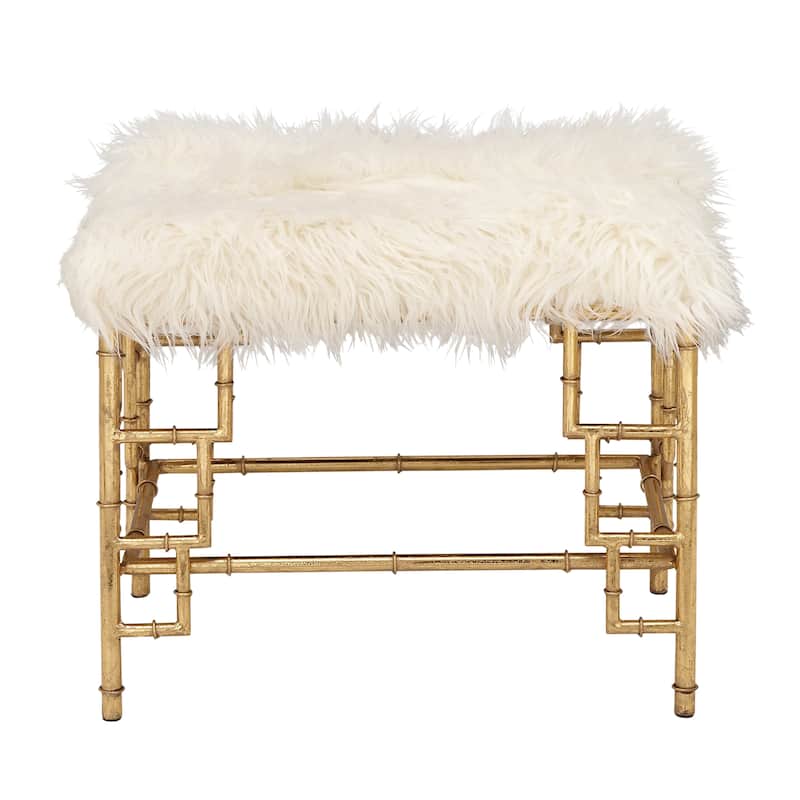 Metal Fabric Accent Stool - Gold - Roche River Decor