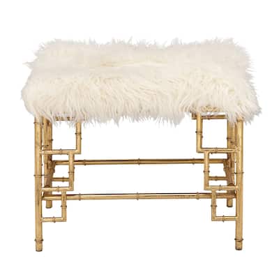 Metal Fabric Accent Stool - Gold - Roche River Decor