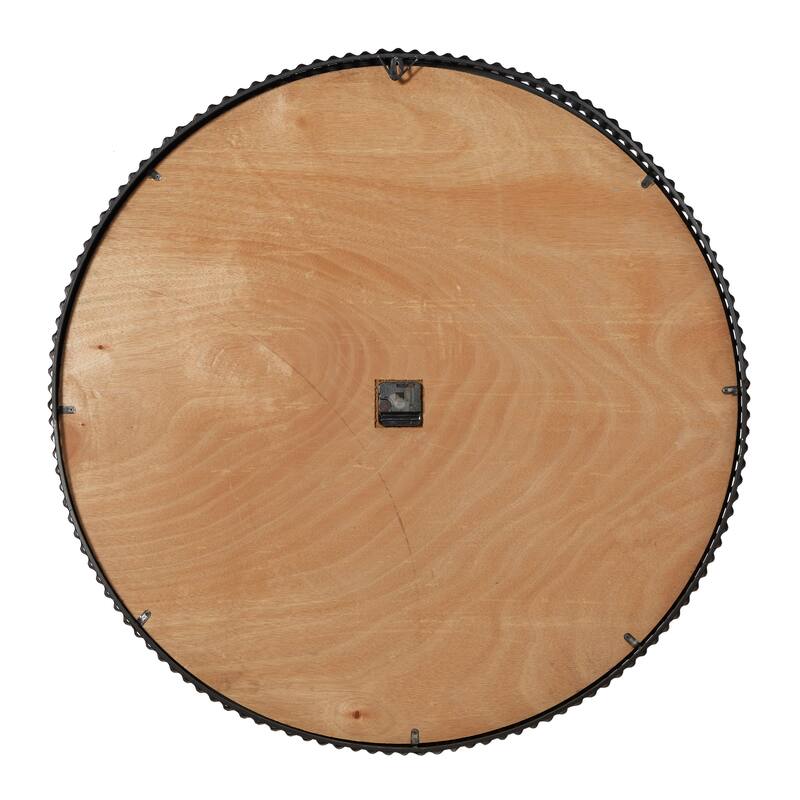 Wooden Wall Clock with Gold Accents - Brown - Roche River Decor - 3"W x 36"L x 36"H