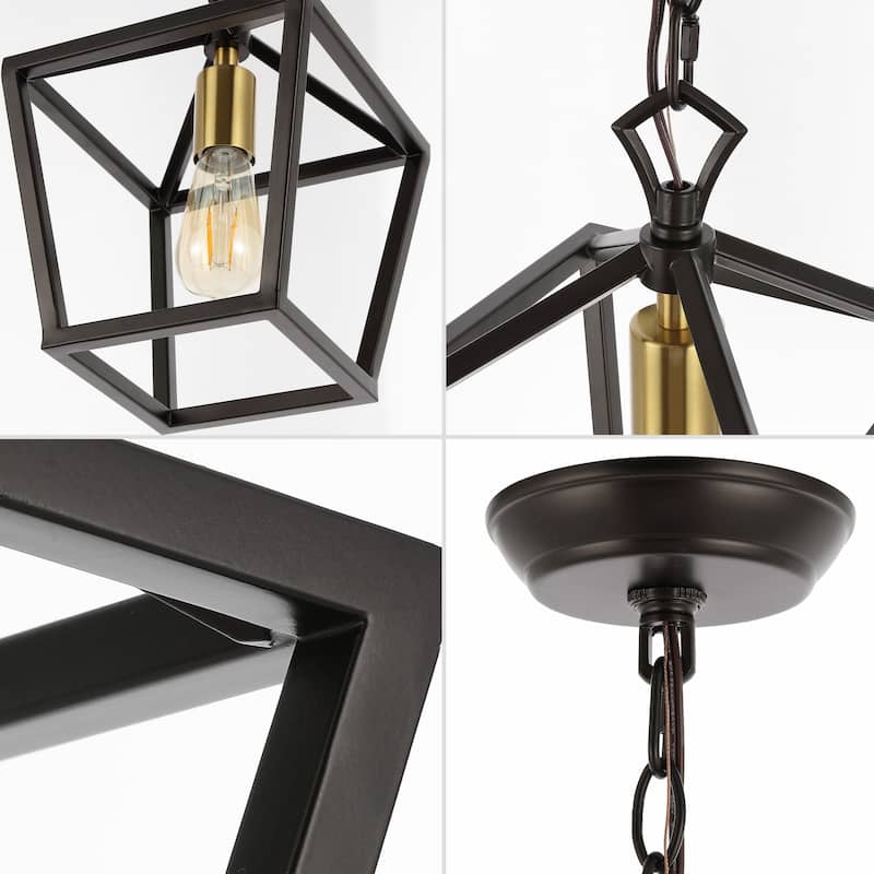 Virginia 8" 1-Light Vintage Farmhouse Iron Chain Pagoda LED Pendant, by JONATHAN Y