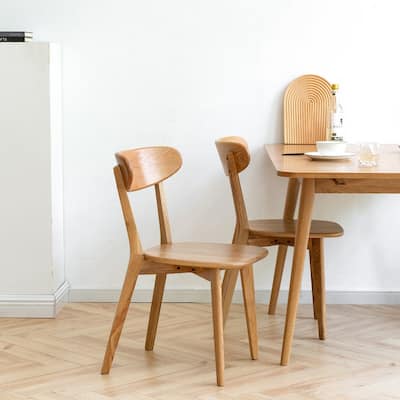 Premium Solid Oak Dining Chairs-FAS Grade North American Oak(Set of 2 pcs)