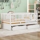 preview thumbnail 2 of 118, Wood Cribs Convertible Toddler Bed with Fence Guardrails and 2 Drawers Split into Independent Floor Bed and Daybed Slat Support
