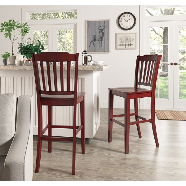 Eleanor Slat Back Bar Height Chairs Set of 2 by iNSPIRE Q