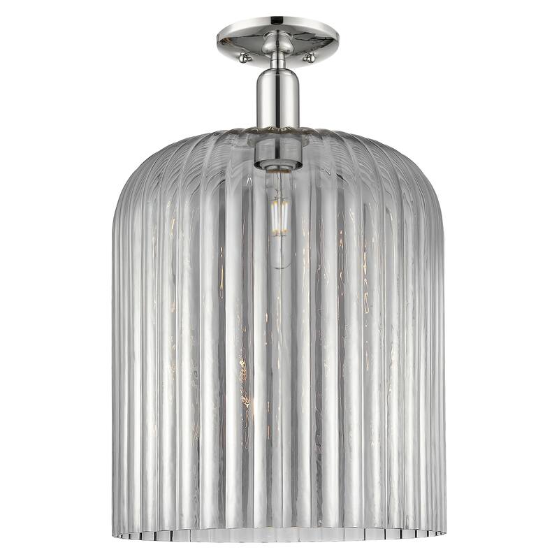 Innovations Lighting Downtown Urban - Bridal Veil - 1 Light 12" Semi-Flush Mount Light - Polished Nickel/Light Smoke Shade